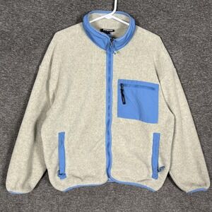 Patagonia Synchilla Jacket Women Large Beige Blue Fleece Full Zip Lined STY22955